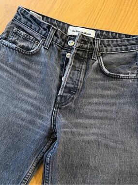 Reformation Black Washed Mid-Rise Jeans